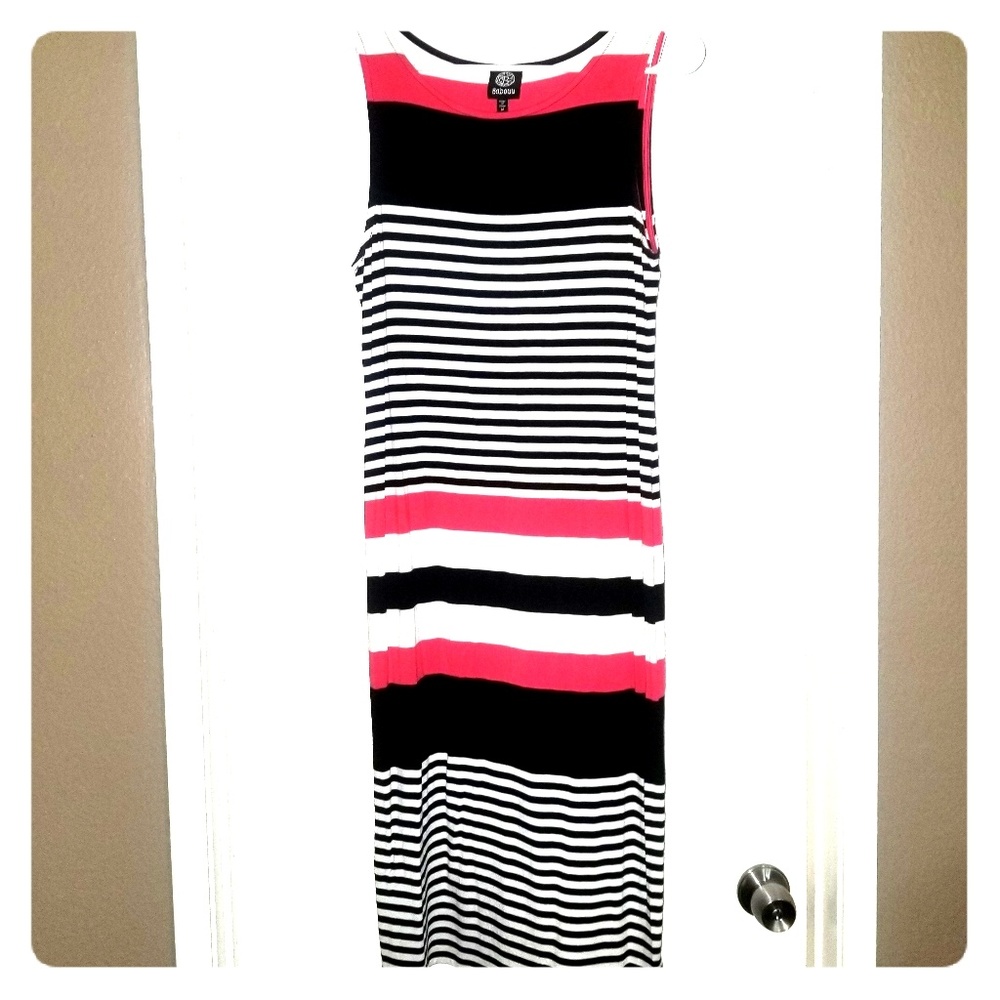 Bobeau | Striped Bodycon Midi-Length Dress